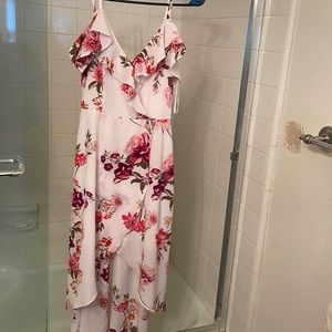 M White Floral high low dress